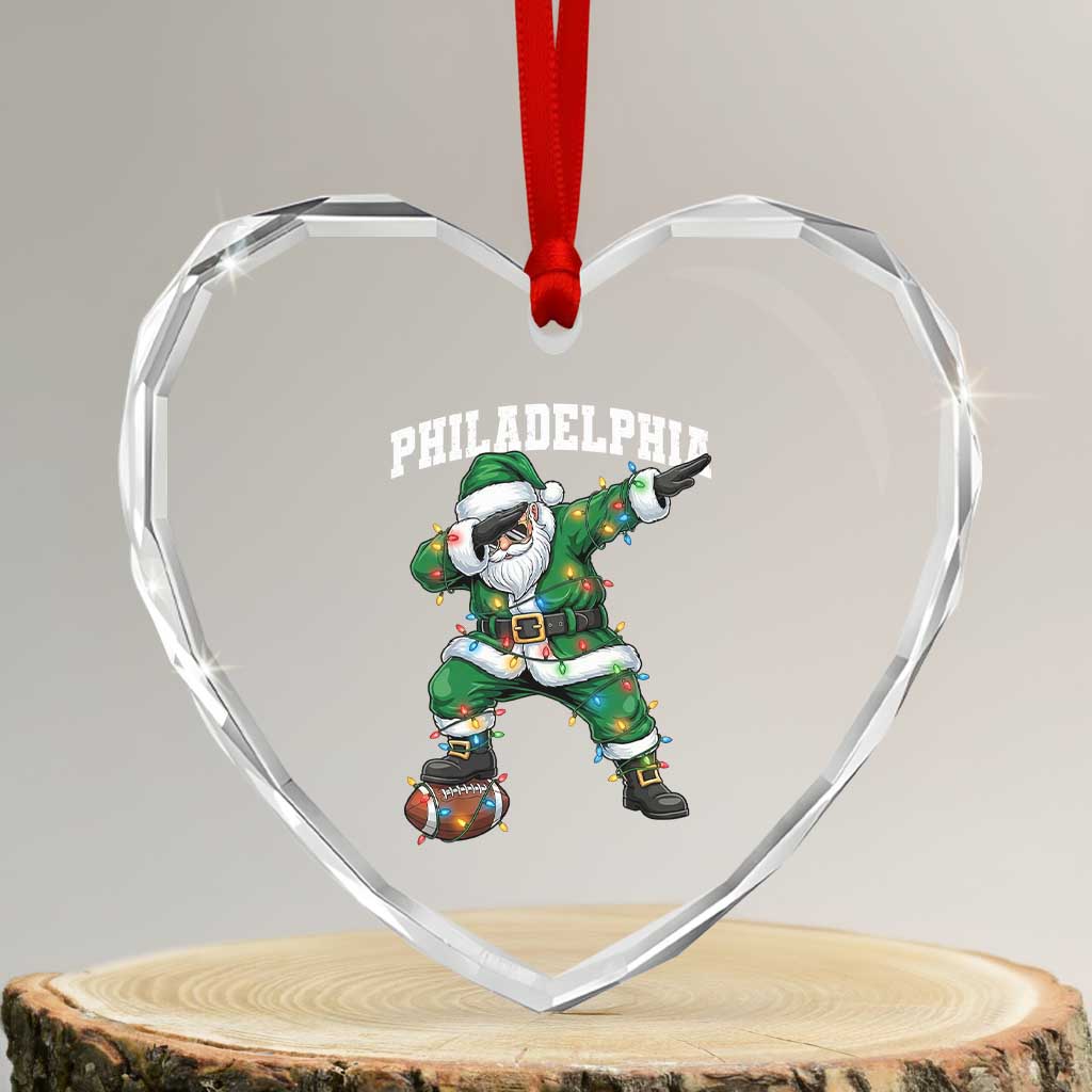 Christmas PFE Heart Crystal Glass Ornament Funny Dabbing Santa Football Lovers Game Day TS10 Transparent Glass 3'' Heart Print Your Wear
