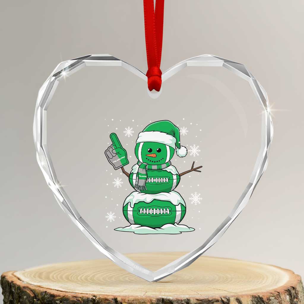 EF Christmas Snowman Heart Crystal Glass Ornament Funny Philly Fan Vintage Football Lovers TS10 Transparent Glass 3'' Heart Print Your Wear