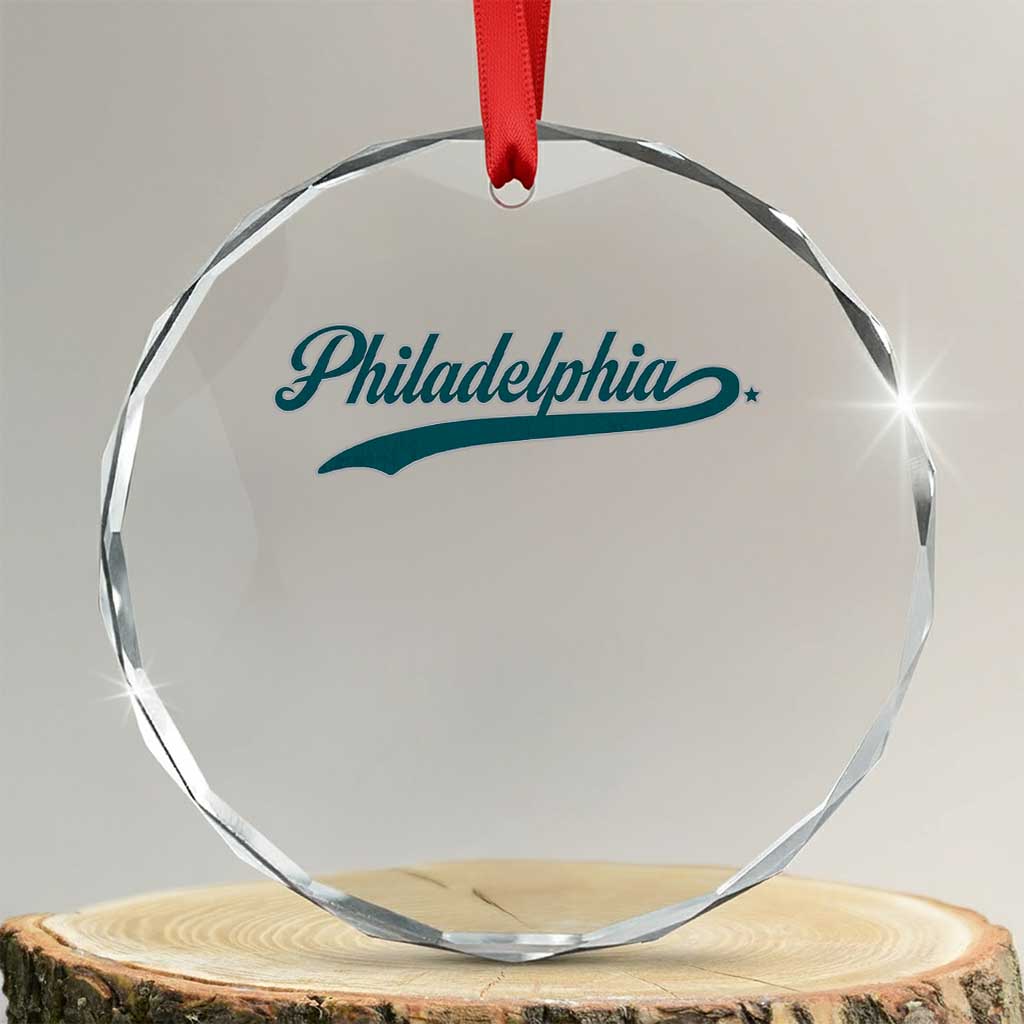 Philadelphia Crystal Glass Ornament Mascot Vintage Sports Name TS10 Transparent Glass 3'' Circle Print Your Wear