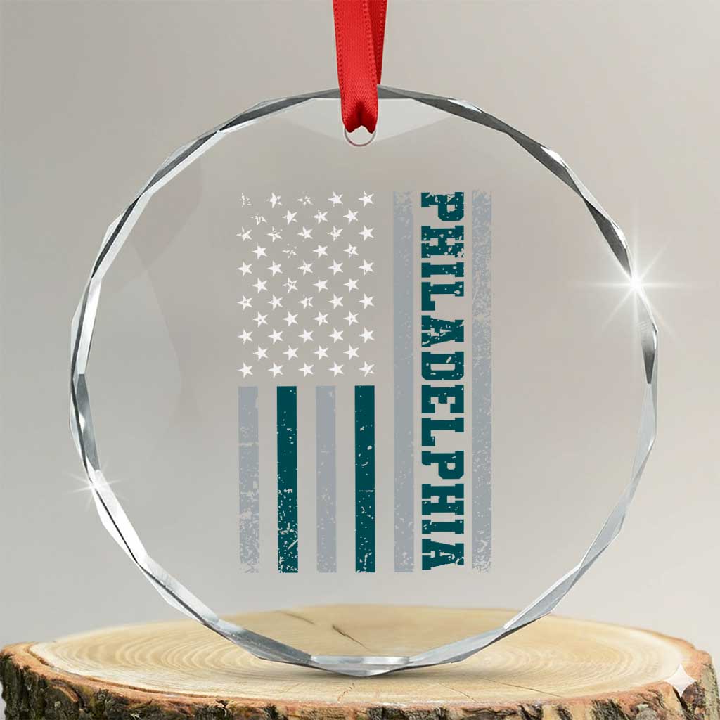 PFE Game Day Crystal Glass Ornament Retro American Flag Philly Lover TS10 Transparent Glass 3'' Circle Print Your Wear