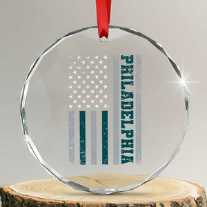 PFE Game Day Crystal Glass Ornament Retro American Flag Philly Lover TS10 Transparent Glass 3'' Circle Print Your Wear