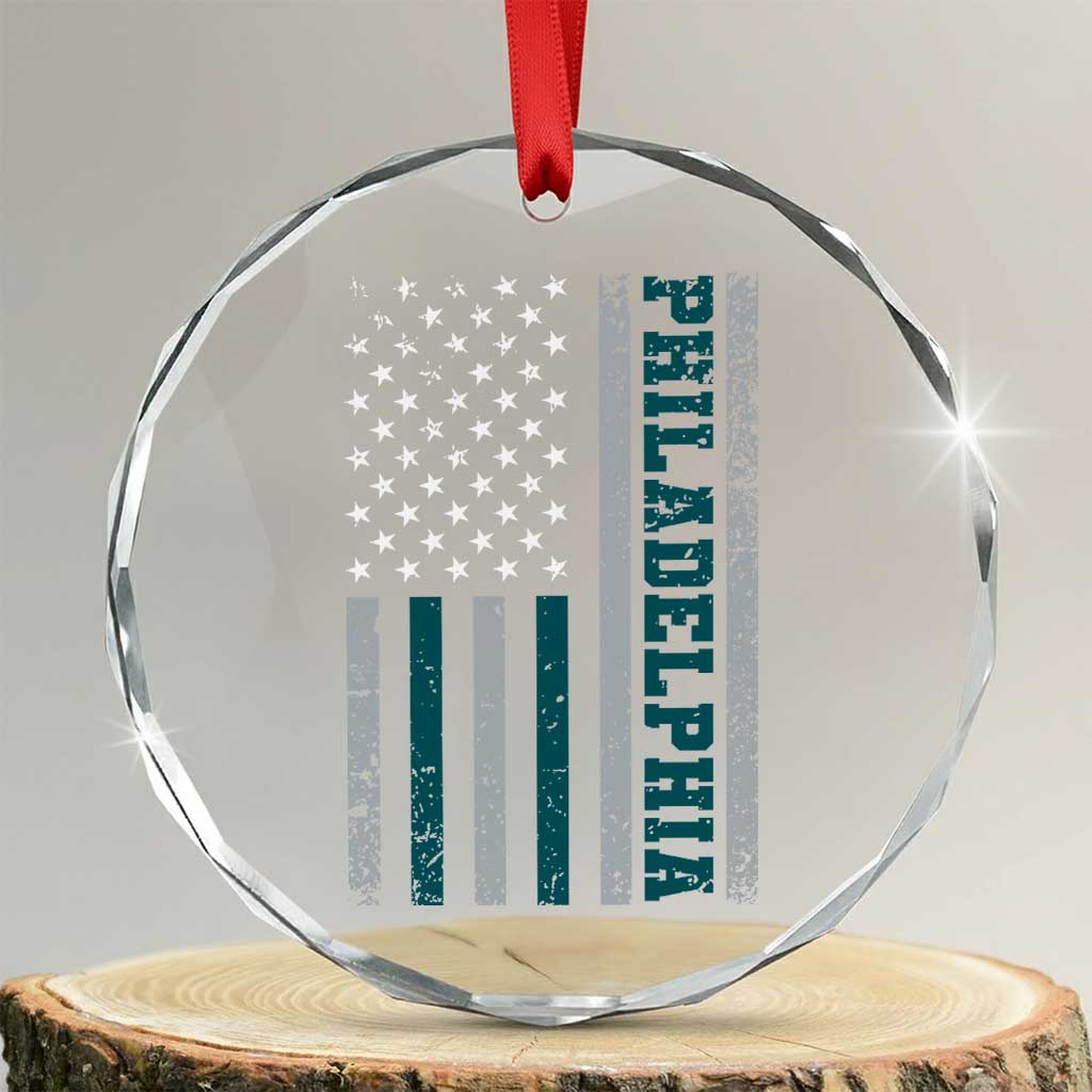 Philadelphia Crystal Glass Ornament Retro American Flag Philly Fan TS10 Transparent Glass 3'' Circle Print Your Wear