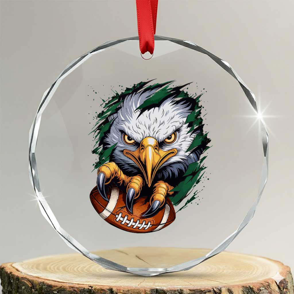 Philadelphia Fan Crystal Glass Ornament Green Eagles Sport Game Day TS11 Transparent Glass 3'' Circle Print Your Wear
