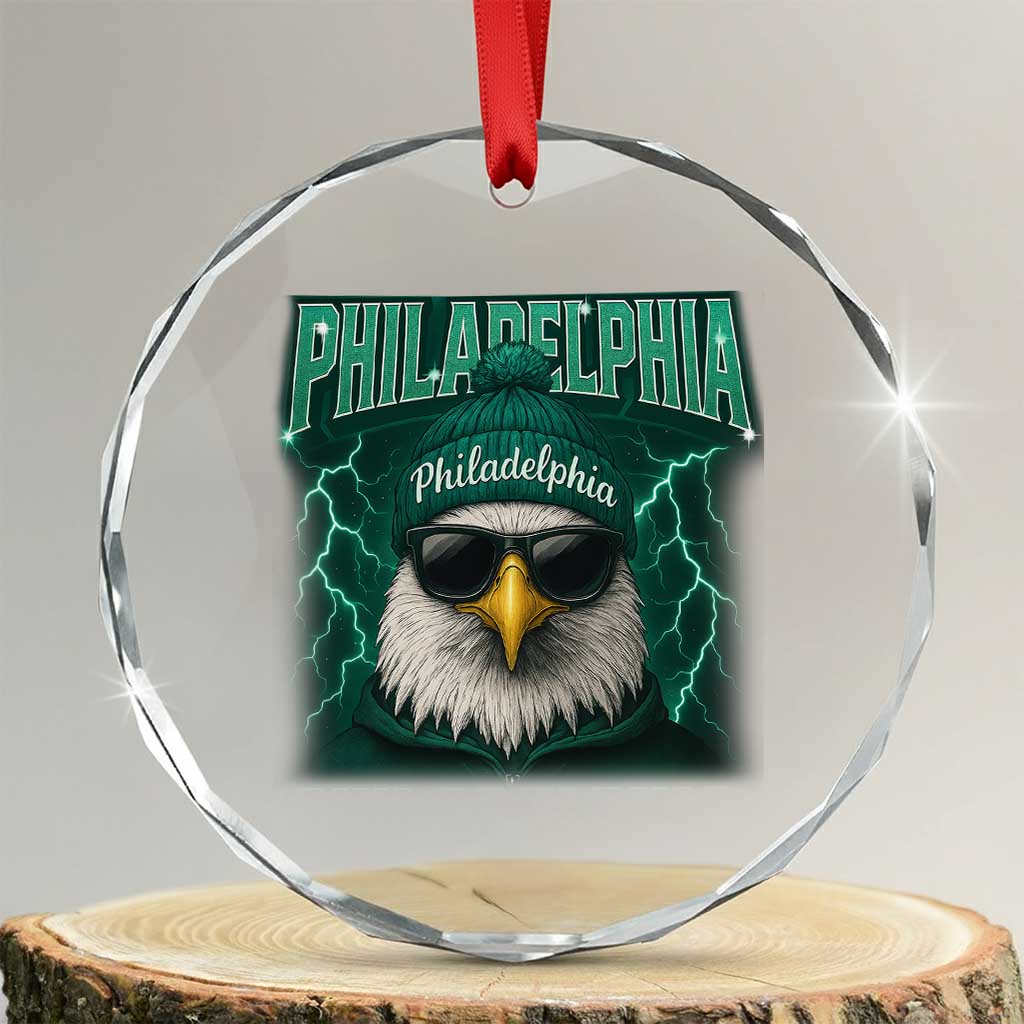 Philadelphia Fan Crystal Glass Ornament Retro Eagle Bootleg Sports Fan TS10 Transparent Glass 3'' Circle Print Your Wear