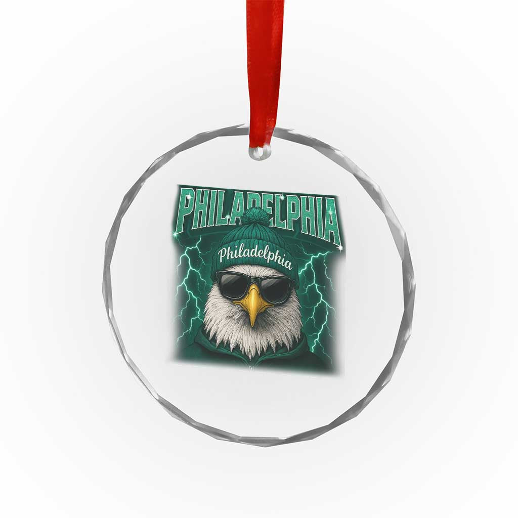 Philadelphia Fan Crystal Glass Ornament Retro Eagle Bootleg Sports Fan TS10 Transparent Glass 3'' Circle Print Your Wear