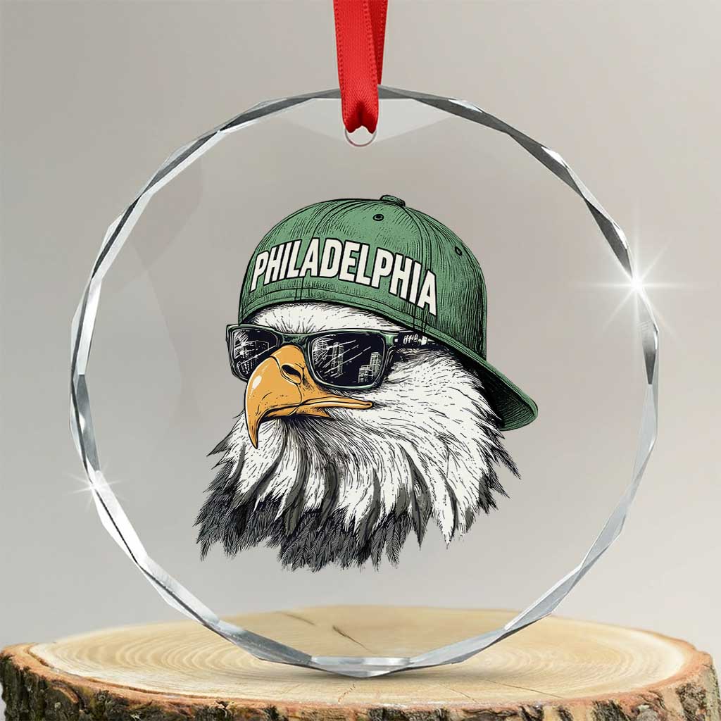 Philadelphia Fan Crystal Glass Ornament Retro Eagle Sports Fan TS10 Transparent Glass 3'' Circle Print Your Wear
