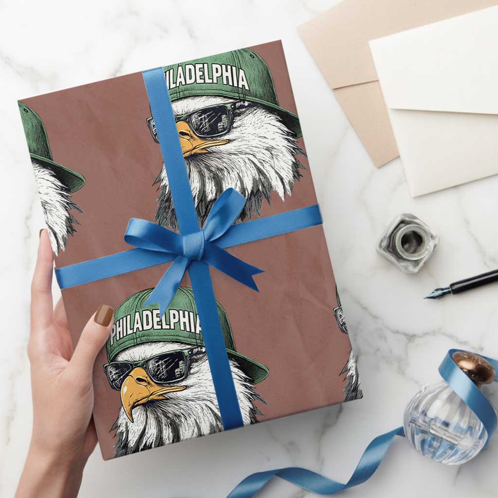 Philadelphia Fan Wrapping Paper Roll Retro Eagle Sports Fan TS10 Mocha Print Your Wear