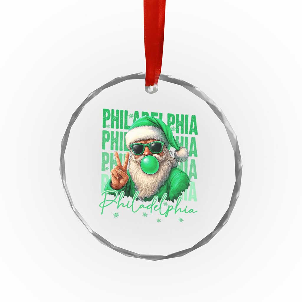 Christmas Philly Lover Crystal Glass Ornament Santa Retro EF Football Fan TS10 Print Your Wear
