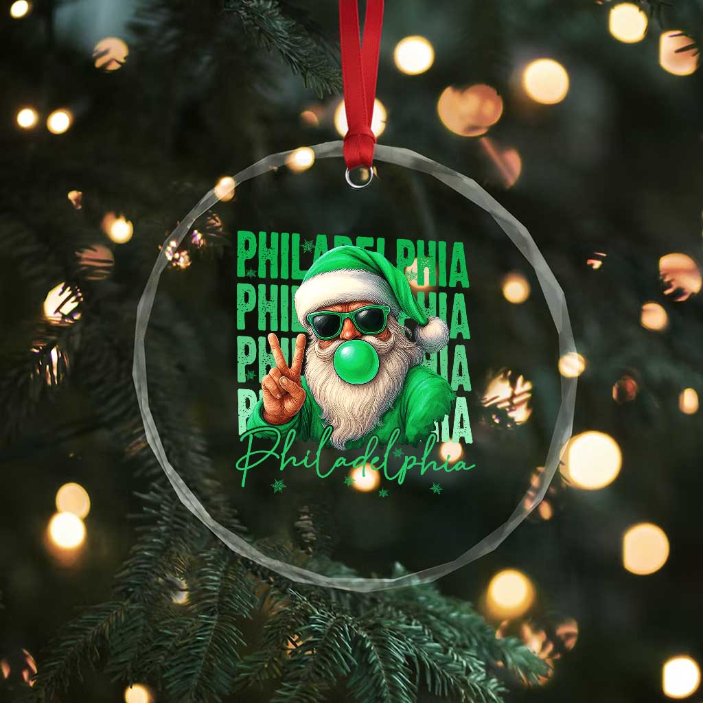 Christmas Philly Lover Crystal Glass Ornament Santa Retro EF Football Fan TS10 Print Your Wear