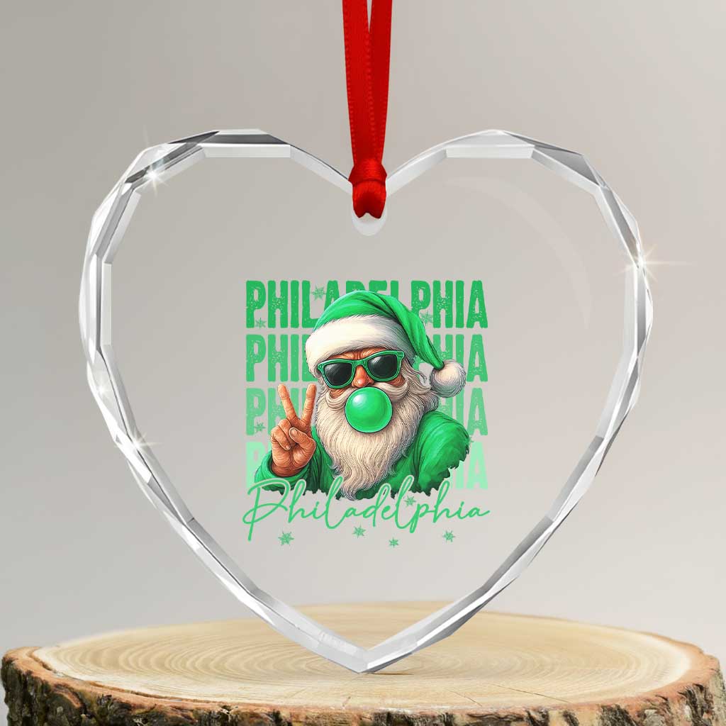 Philadelphia Football Christmas Heart Crystal Glass Ornament Santa Retro Philly Fan TS10 Transparent Glass 3'' Heart Print Your Wear