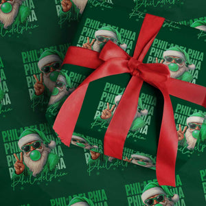 Philadelphia Football Christmas Wrapping Paper Roll Santa Retro Philly Fan TS10 Green Print Your Wear