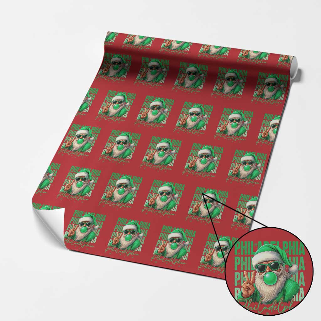 Christmas Philly Lover Wrapping Paper Roll Santa Retro EF Football Fan TS10 Red Print Your Wear
