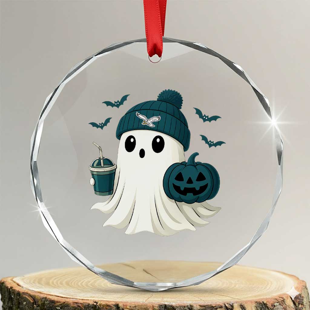 PFE Ghost Halloween Crystal Glass Ornament Retro Halloween Costume Philly Lover TS10 Transparent Glass 3'' Circle Print Your Wear