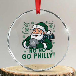 Funny Green Santa Ho Ho Go Philly Crystal Glass Ornament Retro Nostalgic Philadelphia Pride Christmas Gift TS02 Transparent Glass 3'' Circle Print Your Wear