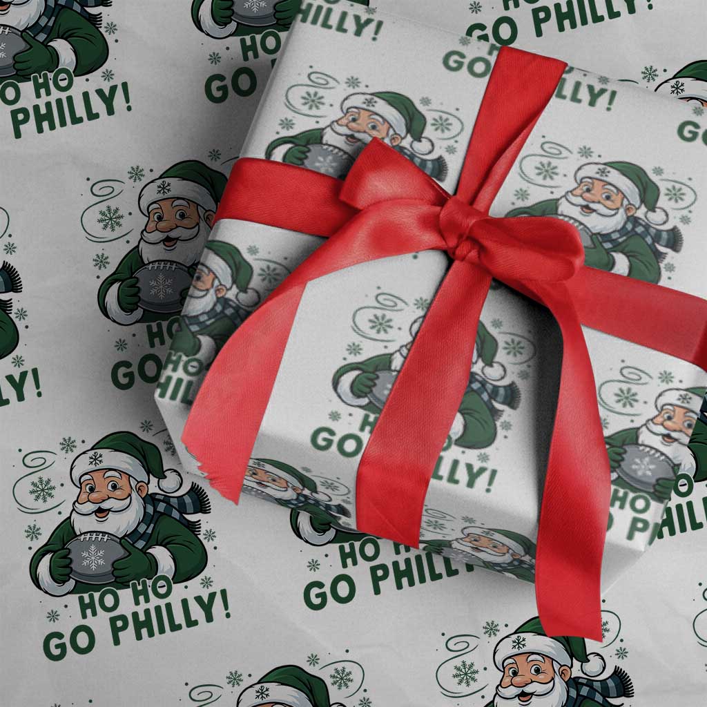 Funny Green Santa Ho Ho Go Philly Wrapping Paper Roll Retro Nostalgic Philadelphia Pride Christmas Gift TS02 White Print Your Wear