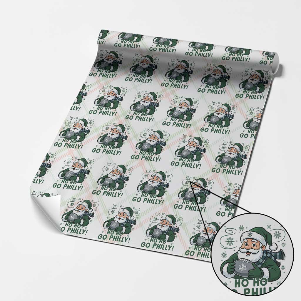 Funny Green Santa Ho Ho Go Philly Wrapping Paper Roll Retro Nostalgic Philadelphia Pride Christmas Gift TS02 Christmas Plaid Print Your Wear