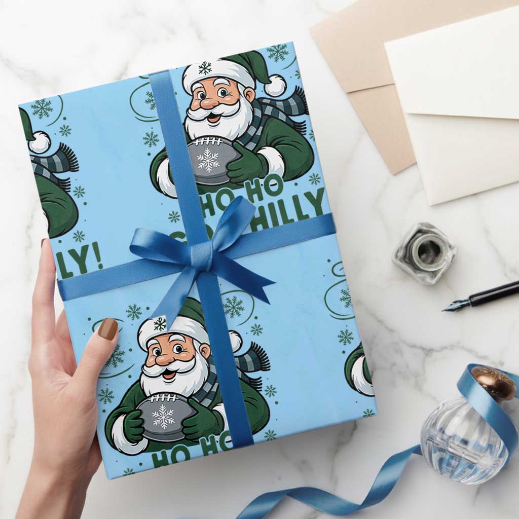 Funny Green Santa Ho Ho Go Philly Wrapping Paper Roll Retro Nostalgic Philadelphia Pride Christmas Gift TS02 Light Blue Print Your Wear