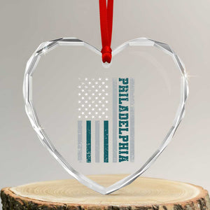 PFE Game Day Heart Crystal Glass Ornament Retro American Flag Philly Lover TS10 Transparent Glass 3'' Heart Print Your Wear