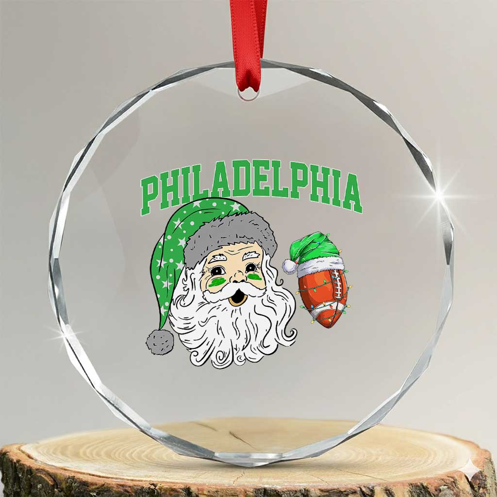 Christmas Santa Philly Lover Crystal Glass Ornament Funny EF Vintage Football Lovers TS10 Transparent Glass 3'' Circle Print Your Wear