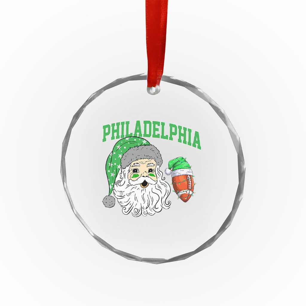 Christmas Santa Philly Lover Crystal Glass Ornament Funny EF Vintage Football Lovers TS10 Print Your Wear