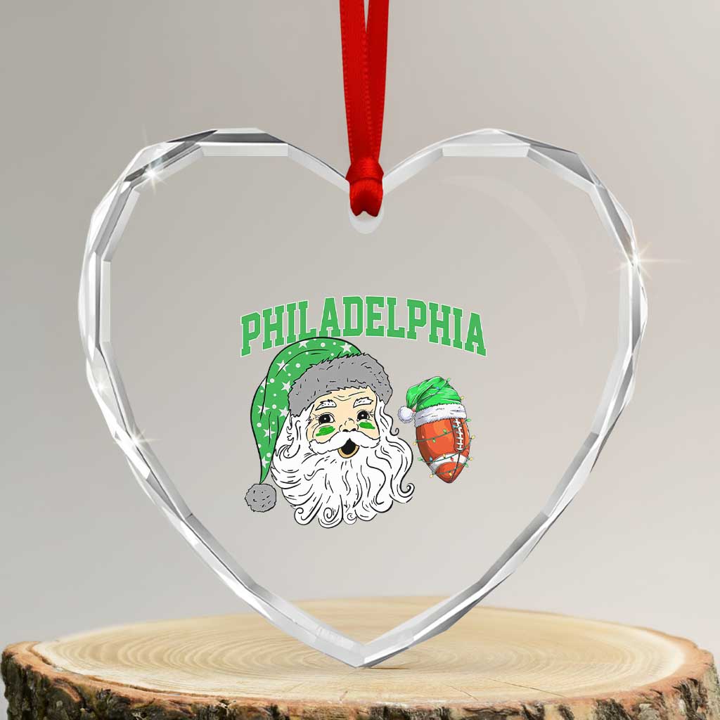 Christmas Santa Philly Lover Heart Crystal Glass Ornament Funny EF Vintage Football Lovers TS10 Transparent Glass 3'' Heart Print Your Wear