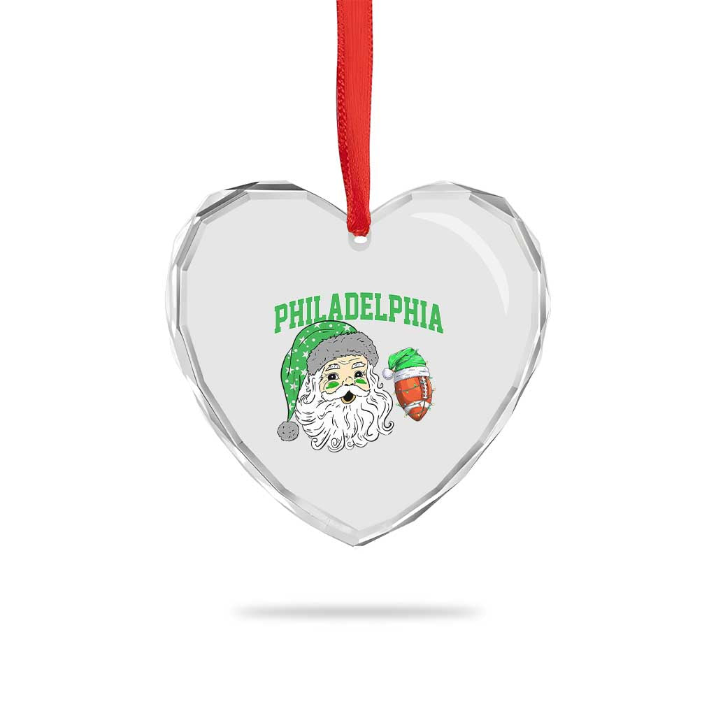 Christmas Santa Philly Lover Heart Crystal Glass Ornament Funny EF Vintage Football Lovers TS10 Print Your Wear