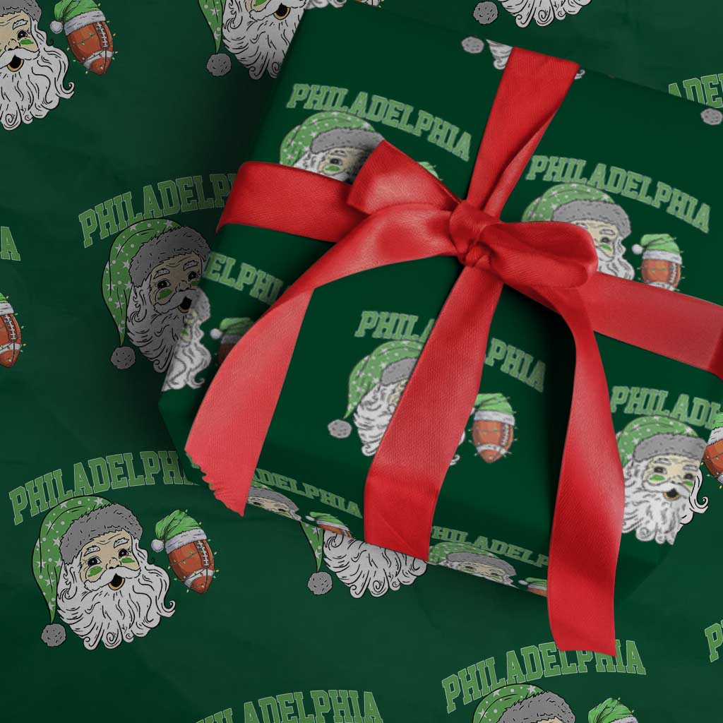 Christmas Santa Philly Lover Wrapping Paper Roll Funny EF Vintage Football Lovers TS10 Green Print Your Wear