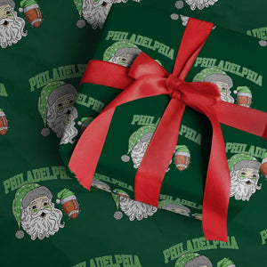 Christmas Santa Philly Lover Wrapping Paper Roll Funny EF Vintage Football Lovers TS10 Green Print Your Wear
