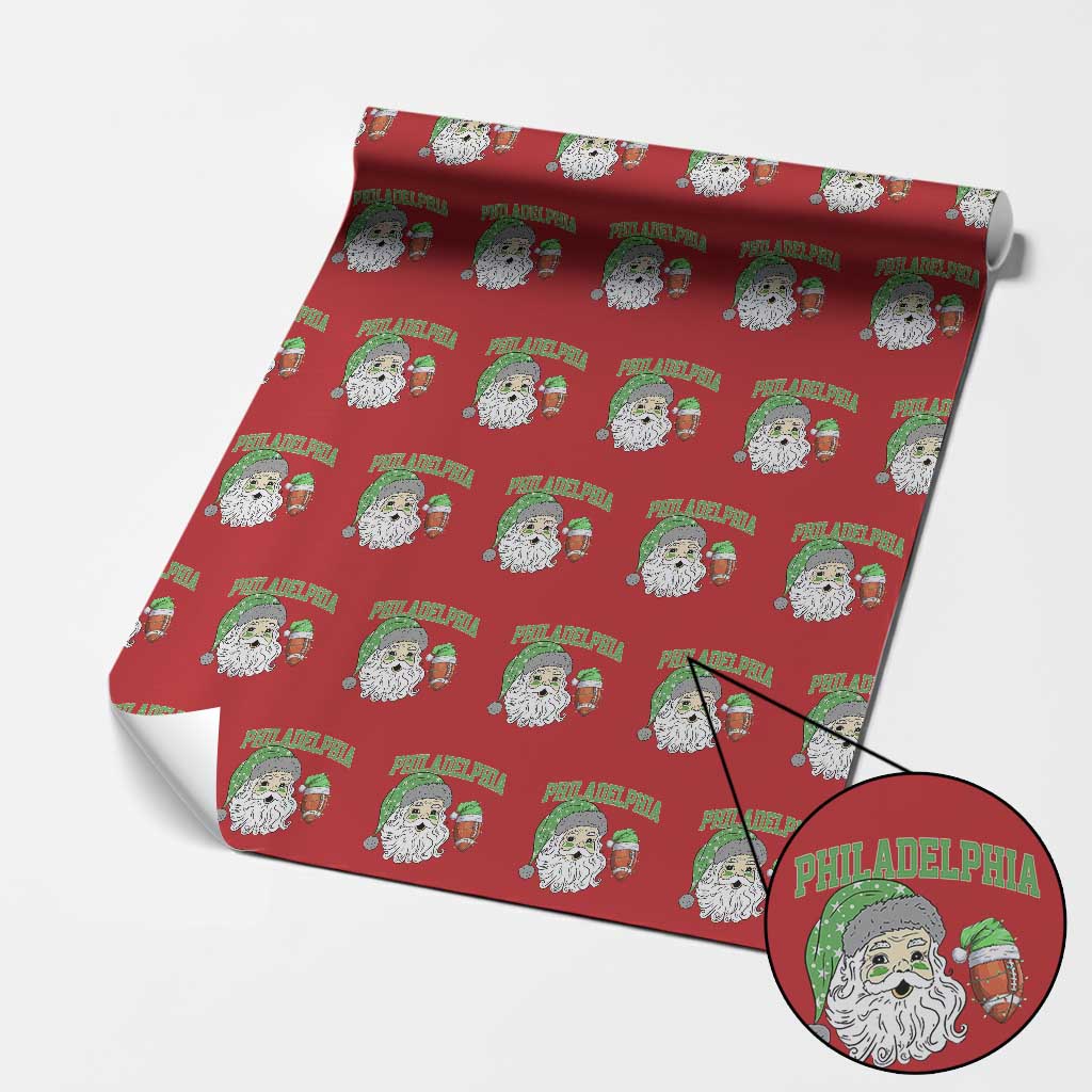 Christmas Santa Philly Lover Wrapping Paper Roll Funny EF Vintage Football Lovers TS10 Red Print Your Wear