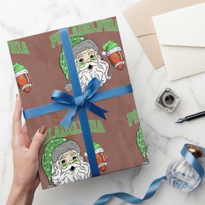Christmas Santa Philly Lover Wrapping Paper Roll Funny EF Vintage Football Lovers TS10 Mocha Print Your Wear