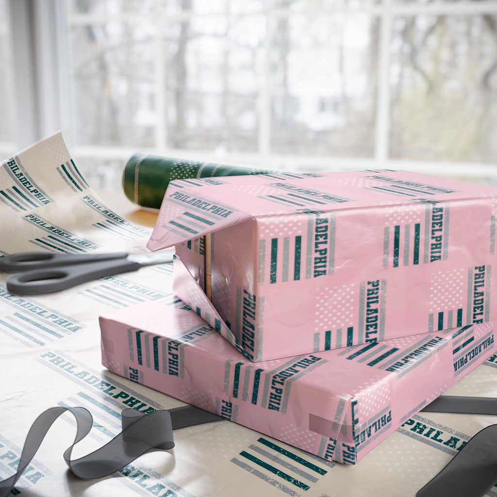 PFE Game Day Wrapping Paper Roll Retro American Flag Philly Lover TS10 Light Pink Print Your Wear