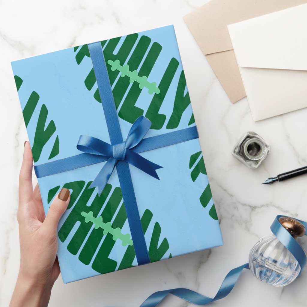Philly Game Day Wrapping Paper Roll Football Team Retro Sports Fan TS10 Light Blue Print Your Wear