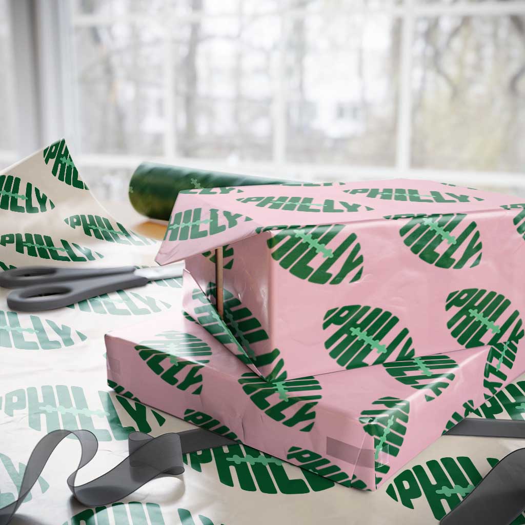 Philly Game Day Wrapping Paper Roll Football Team Retro Sports Fan TS10 Light Pink Print Your Wear