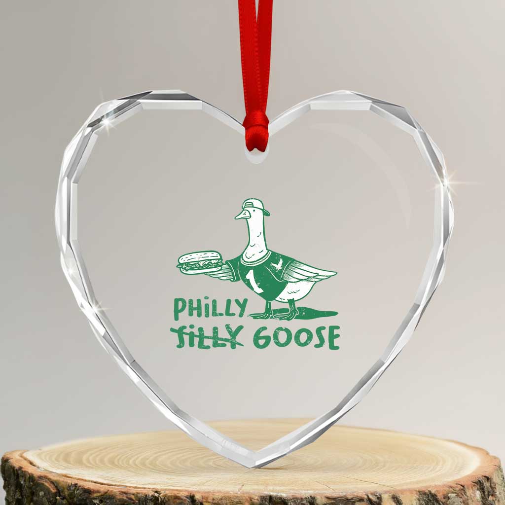 Philly Goose Heart Crystal Glass Ornament Funny PFE Fan Silly Gooses TS10 Transparent Glass 3'' Heart Print Your Wear