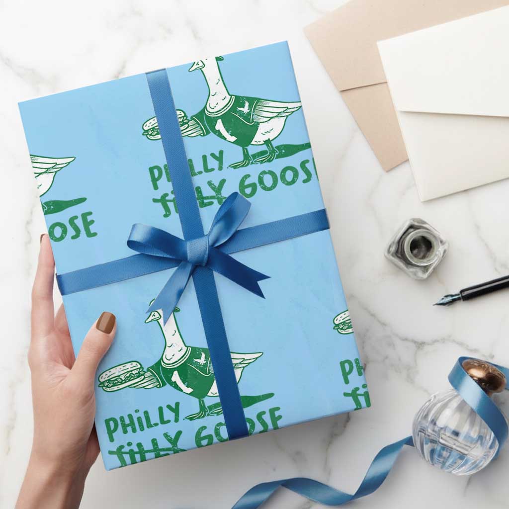 Philly Goose Wrapping Paper Roll Funny PFE Fan Silly Gooses TS10 Light Blue Print Your Wear