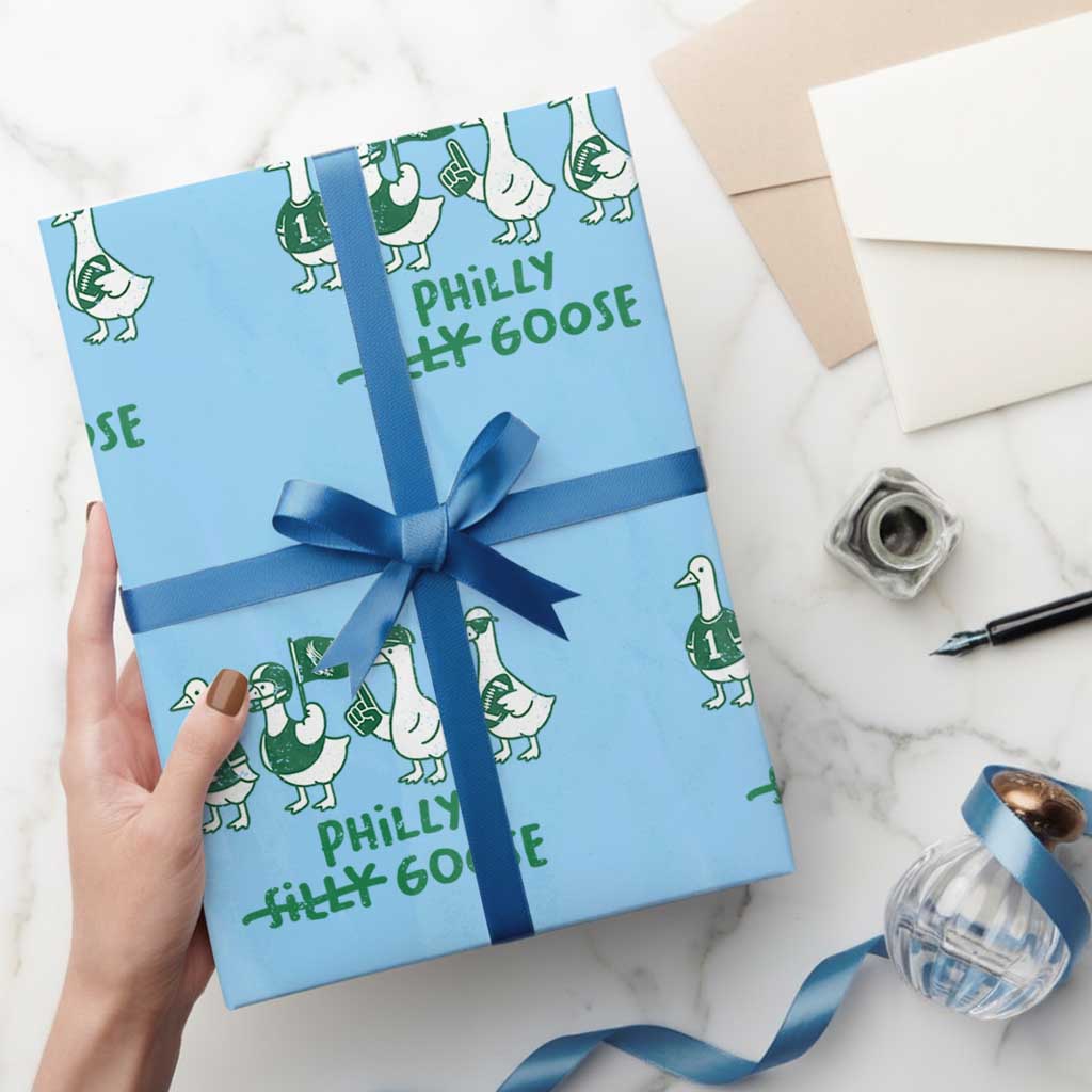 Philly Goose Wrapping Paper Roll Funny Philadelphia Football Fan Gear Silly Gooses TS10 Light Blue Print Your Wear