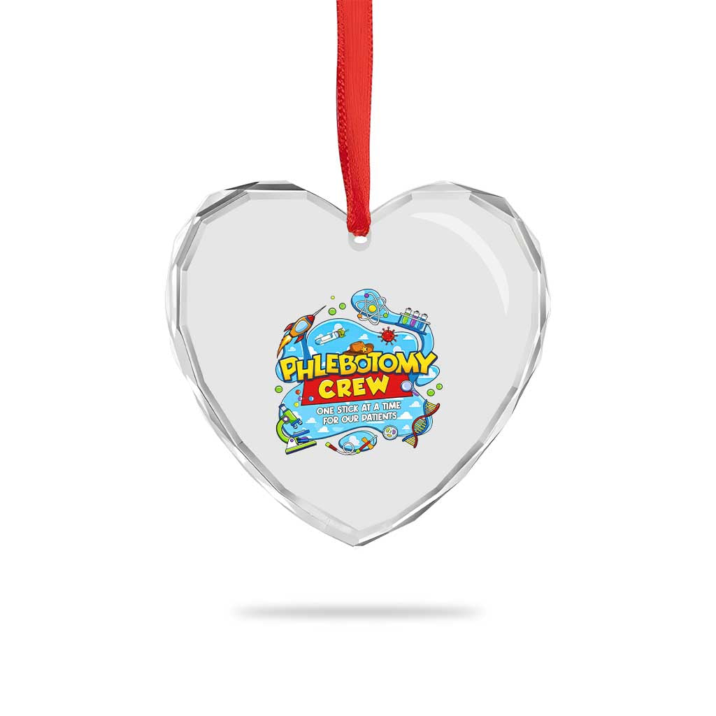 Phlebotomy Crew Lab Week 2026 Heart Crystal Glass Ornament One Stick At A Time Funny Phlebotomist Healthcare Lab TS02 Print Your Wear