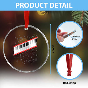 Piano Keyboard Graphic Crystal Glass Ornament Musical Notes Alignment Pianist TS02 Print Your Wear