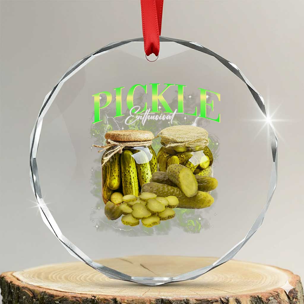 Pickle Lovers Crystal Glass Ornament Retro Pickle Enthusiast Vintage 90s Graphic TS10 Transparent Glass 3'' Circle Print Your Wear