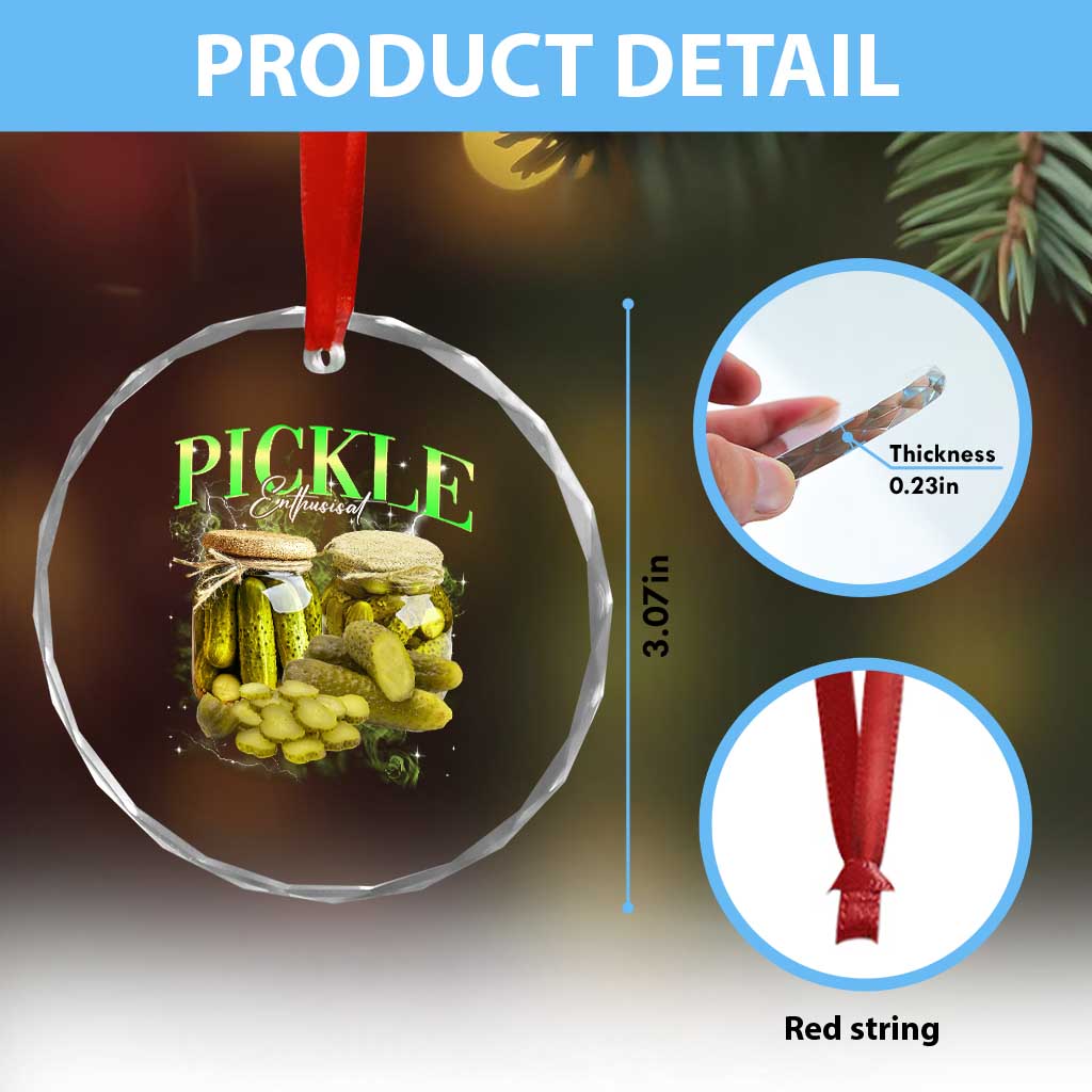Pickle Lovers Crystal Glass Ornament Retro Pickle Enthusiast Vintage 90s Graphic TS10 Print Your Wear
