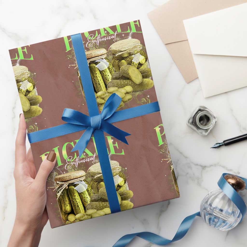 Pickle Lovers Wrapping Paper Roll Retro Pickle Enthusiast Vintage 90s Graphic TS10 Mocha Print Your Wear