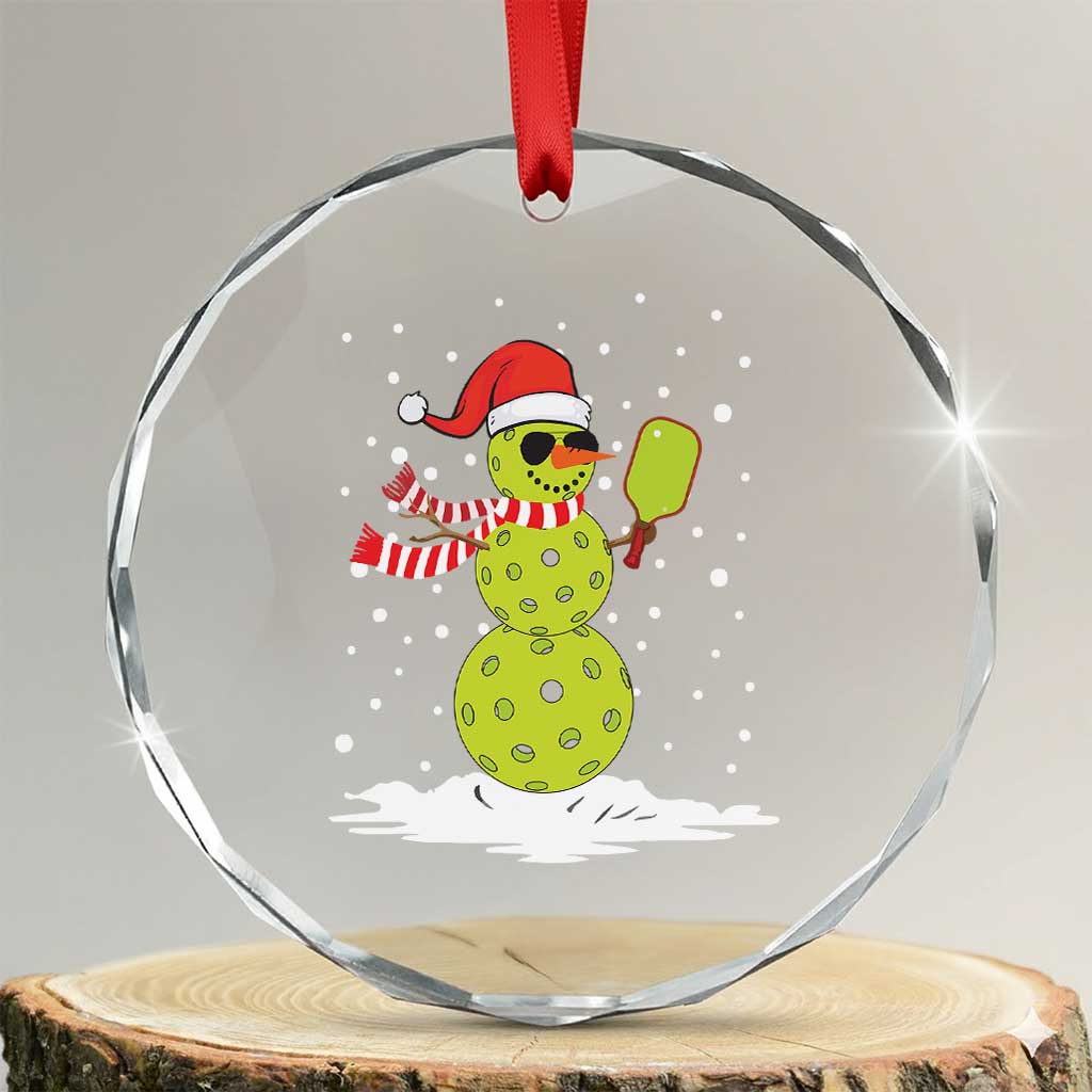 Pickleball Crystal Glass Ornament Santa Hat Snowman Xmas TS10 Transparent Glass 3'' Circle Print Your Wear