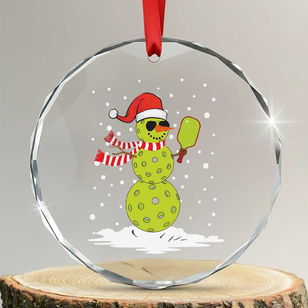 Pickleball Crystal Glass Ornament Santa Hat Snowman Xmas TS10 Transparent Glass 3'' Circle Print Your Wear
