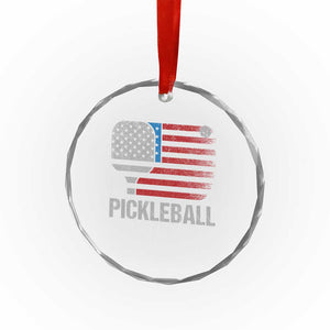 Pickleball Lover Vintage American Flag Crystal Glass Ornament 4th of July TS11 Print Your Wear