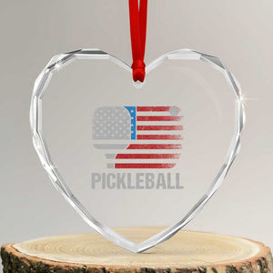 Pickleball Lover Vintage American Flag Heart Crystal Glass Ornament 4th of July TS11 Transparent Glass 3'' Heart Print Your Wear