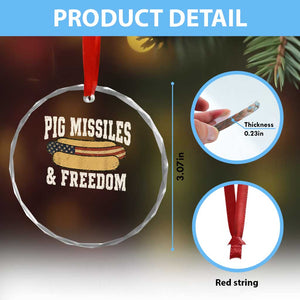 Pig Missiles And Freedom 4th of July Patriotic Hotdog Crystal Glass Ornament TS11 Print Your Wear