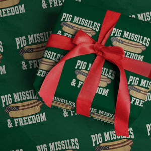 Pig Missiles And Freedom 4th of July Patriotic Hotdog Wrapping Paper Roll