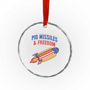 Pig Missiles And Freedom Hot Dog 4th of July Humor Crystal Glass Ornament TS11 Print Your Wear