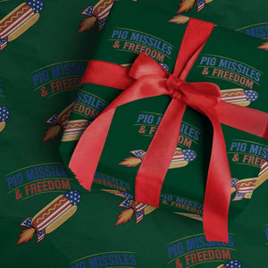 Pig Missiles And Freedom Hot Dog 4th of July Humor Wrapping Paper Roll
