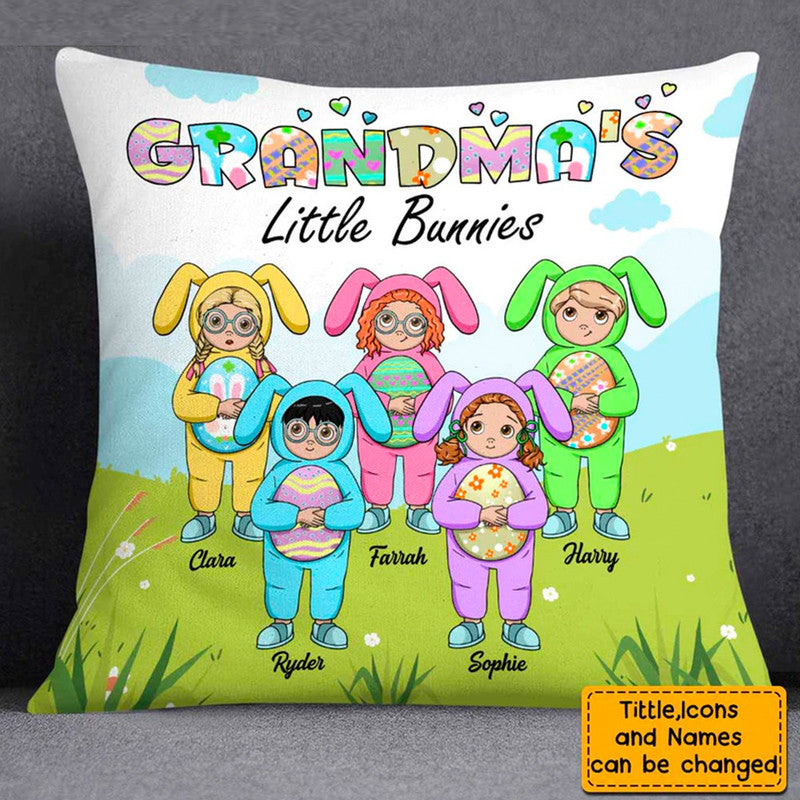 Easter Personalized Grandma Little Bunnies Pillow Cover CTM One Size Custom - Printyourwear